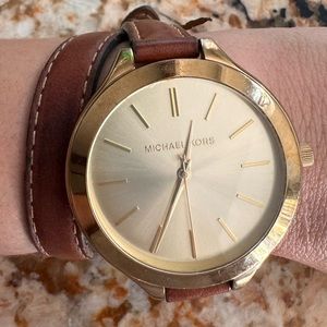 Double Strap Michael Kors brown leather watch